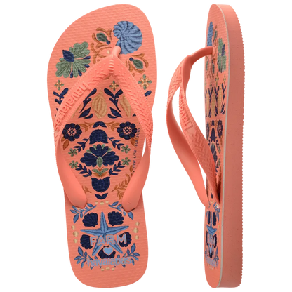 FARM Rio Seashell Tapestry Flip Flop Peach Rose