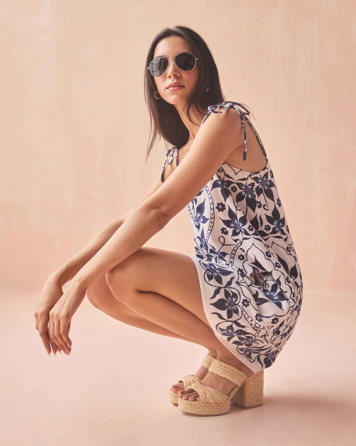 Tillie Mini Ceci Bluestone in blue — styled view | Belle Mar Swim