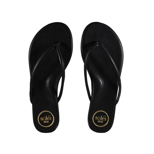Solei Sea Vivie Sandal Black in black — front view | Belle Mar Swim