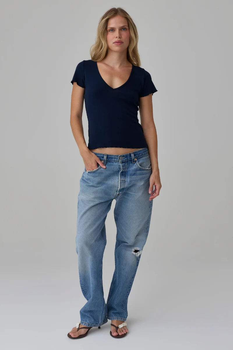 Vicki V Neck Tee Cadet