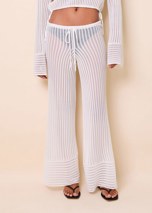 Athena Pant Ottoman Stripe Optic White - front