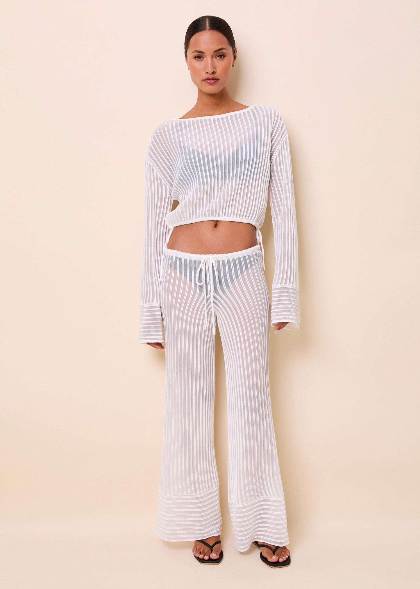 Athena Pant Ottoman Stripe Optic White - view