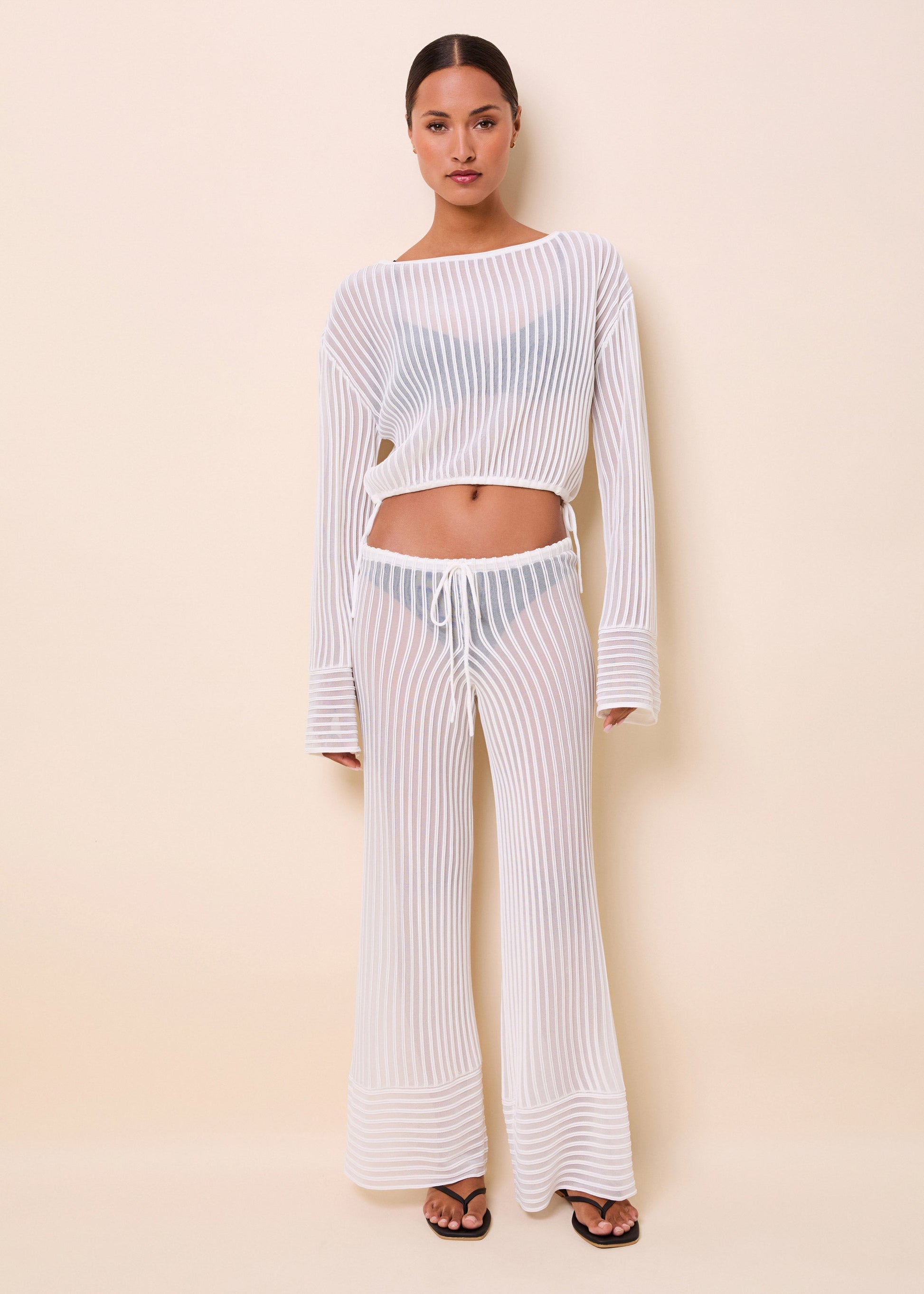 Athena Pant Ottoman Stripe Optic White - view