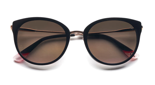 Etnia Barcelona Ifara 21 Sun Photochromic HD Black Pink Gold in black — front view | Belle Mar Swim