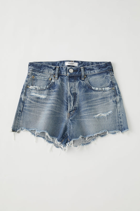 moussy non stretch distressed medium wash cutoff denim shorts 