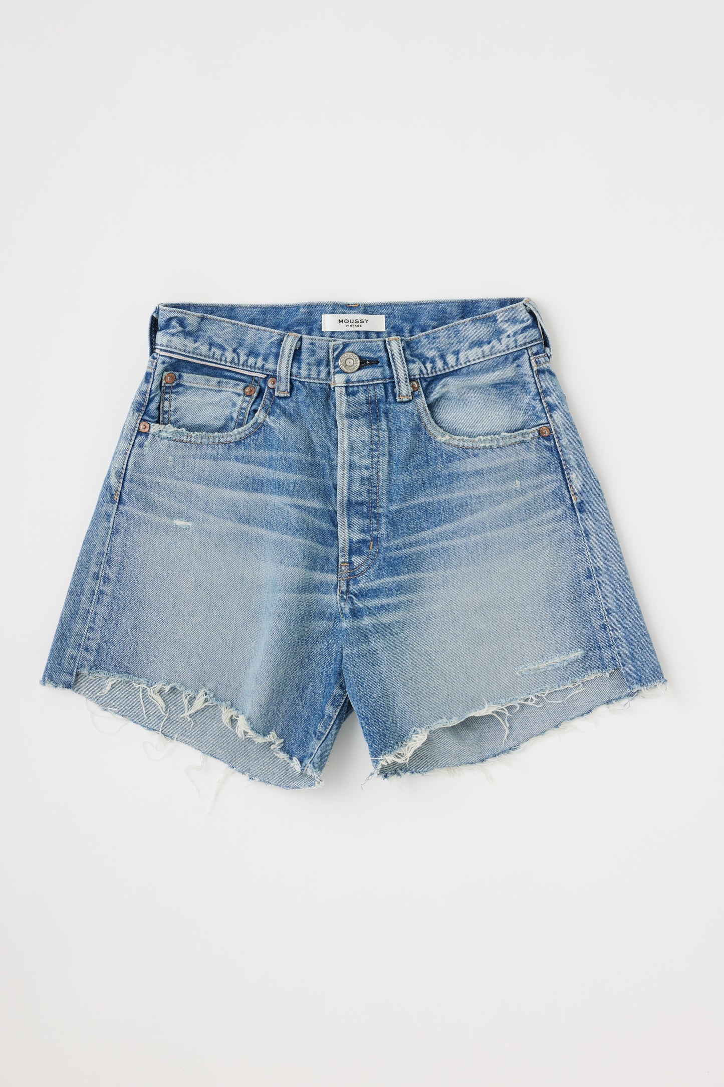 moussy high rise women's denim cutoff shorts long