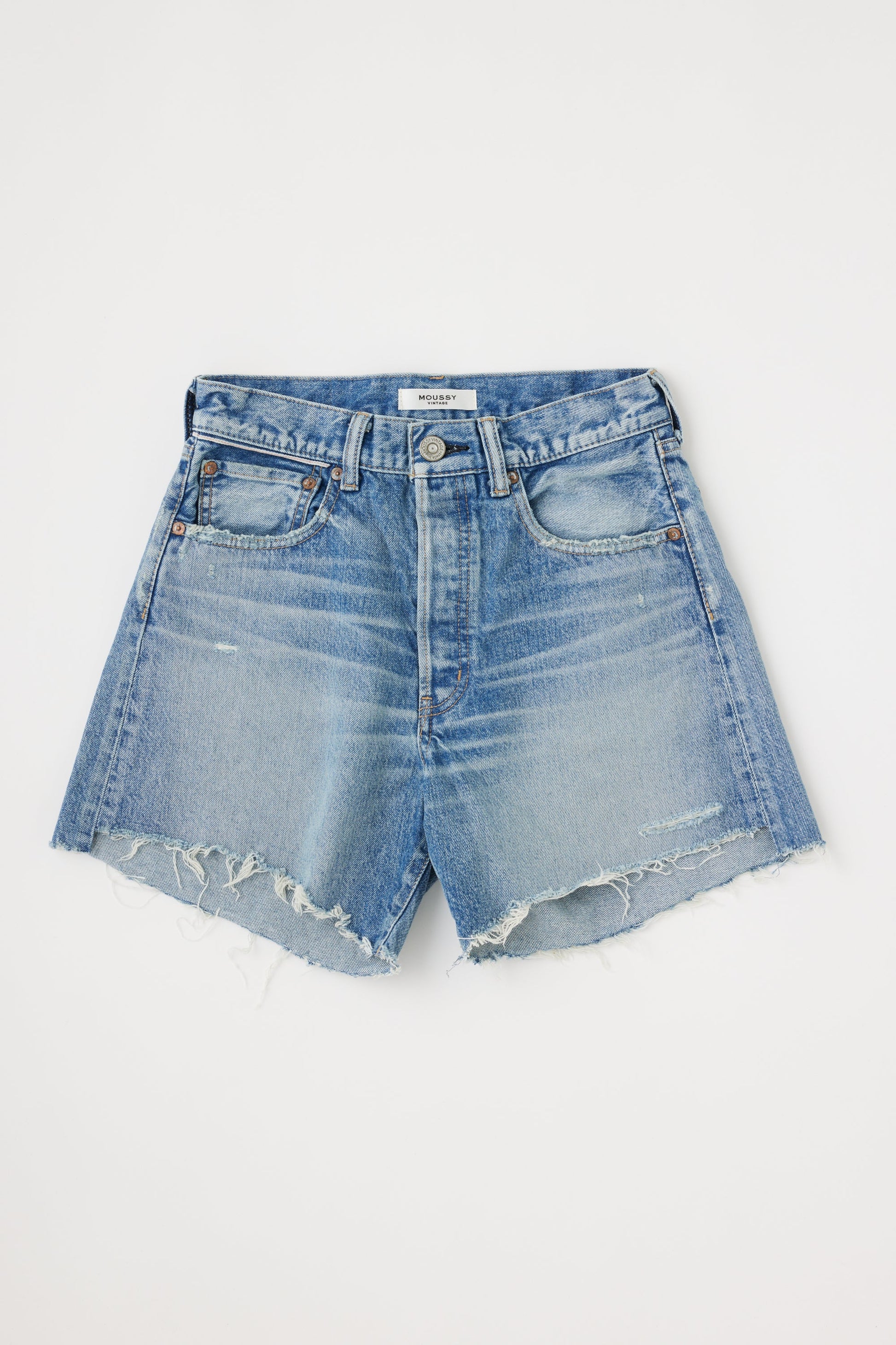moussy high rise women's denim cutoff shorts long