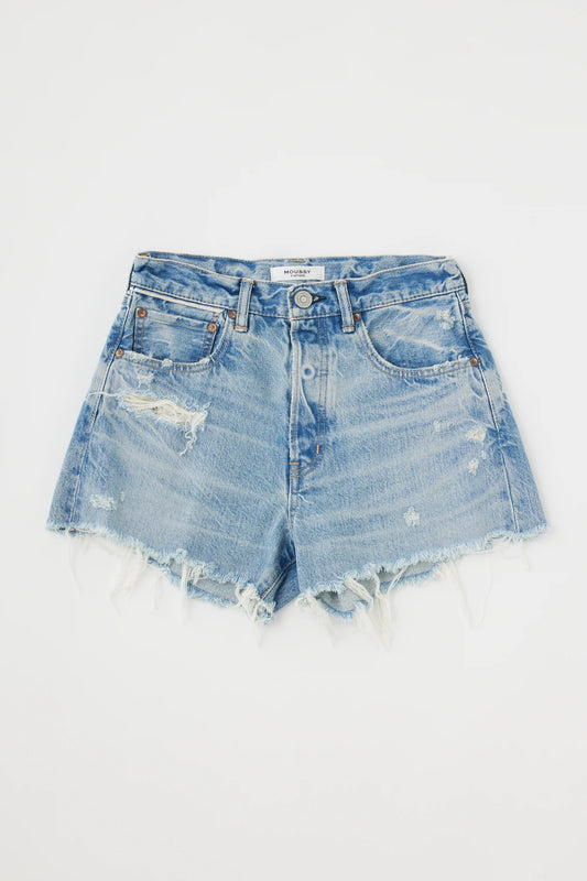 moussy distressed cutoff denim shorts light wash 