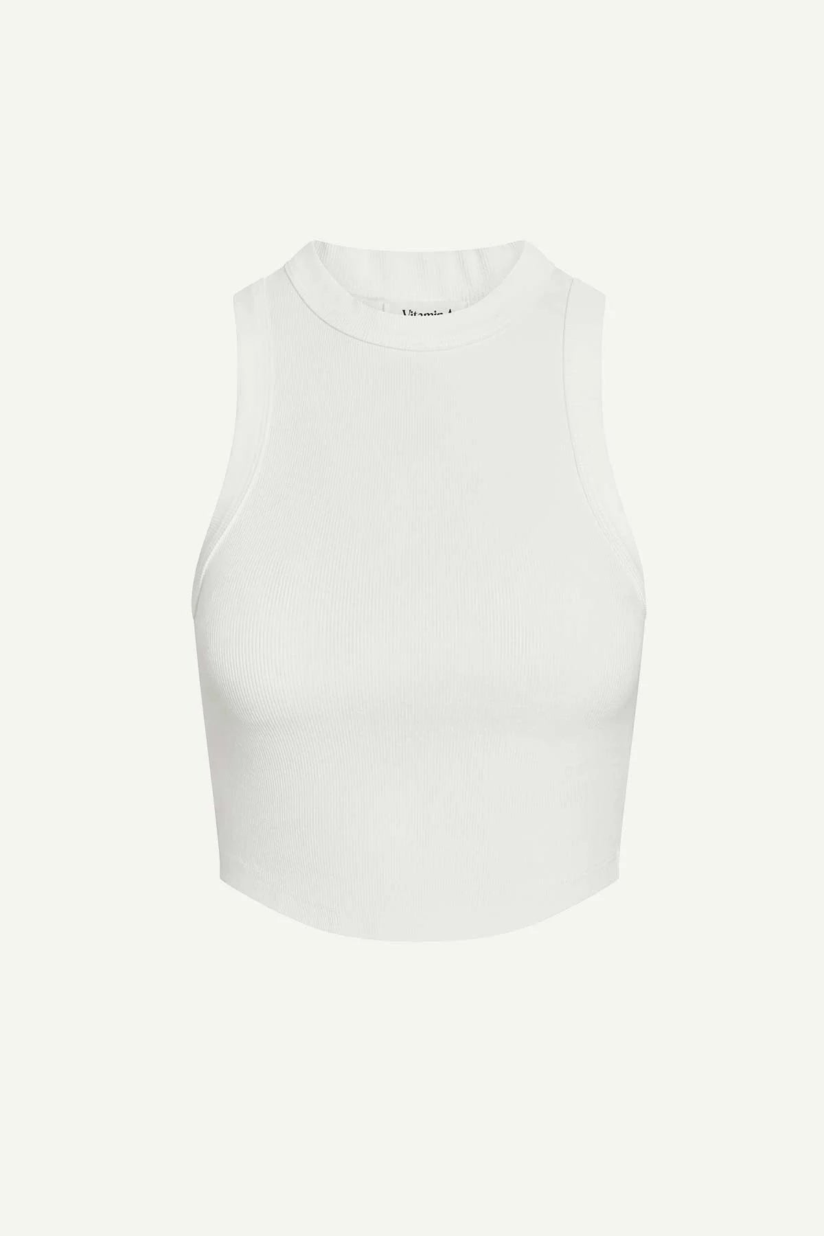 Daybreak Essential Crop Tank White Cotton Rib
