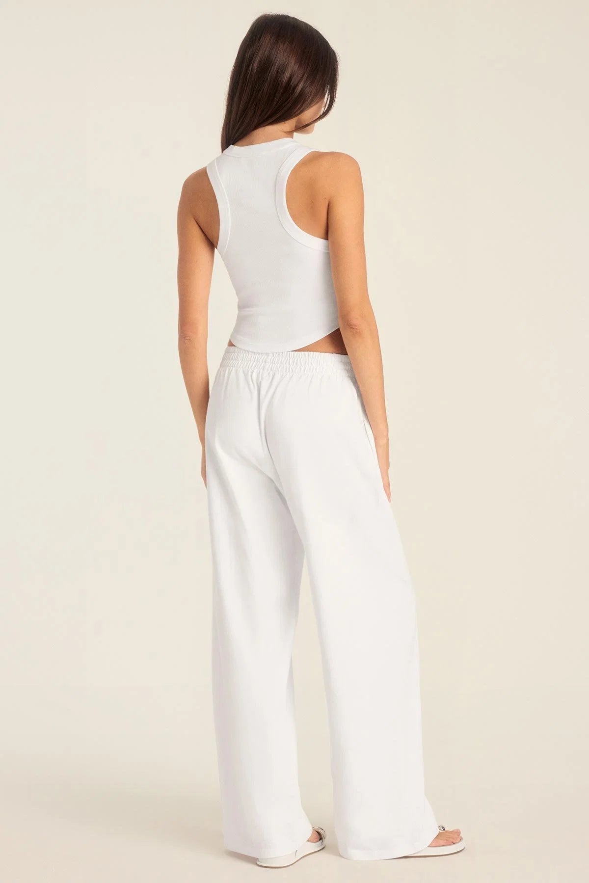 Daybreak Essential Crop Tank White Cotton Rib