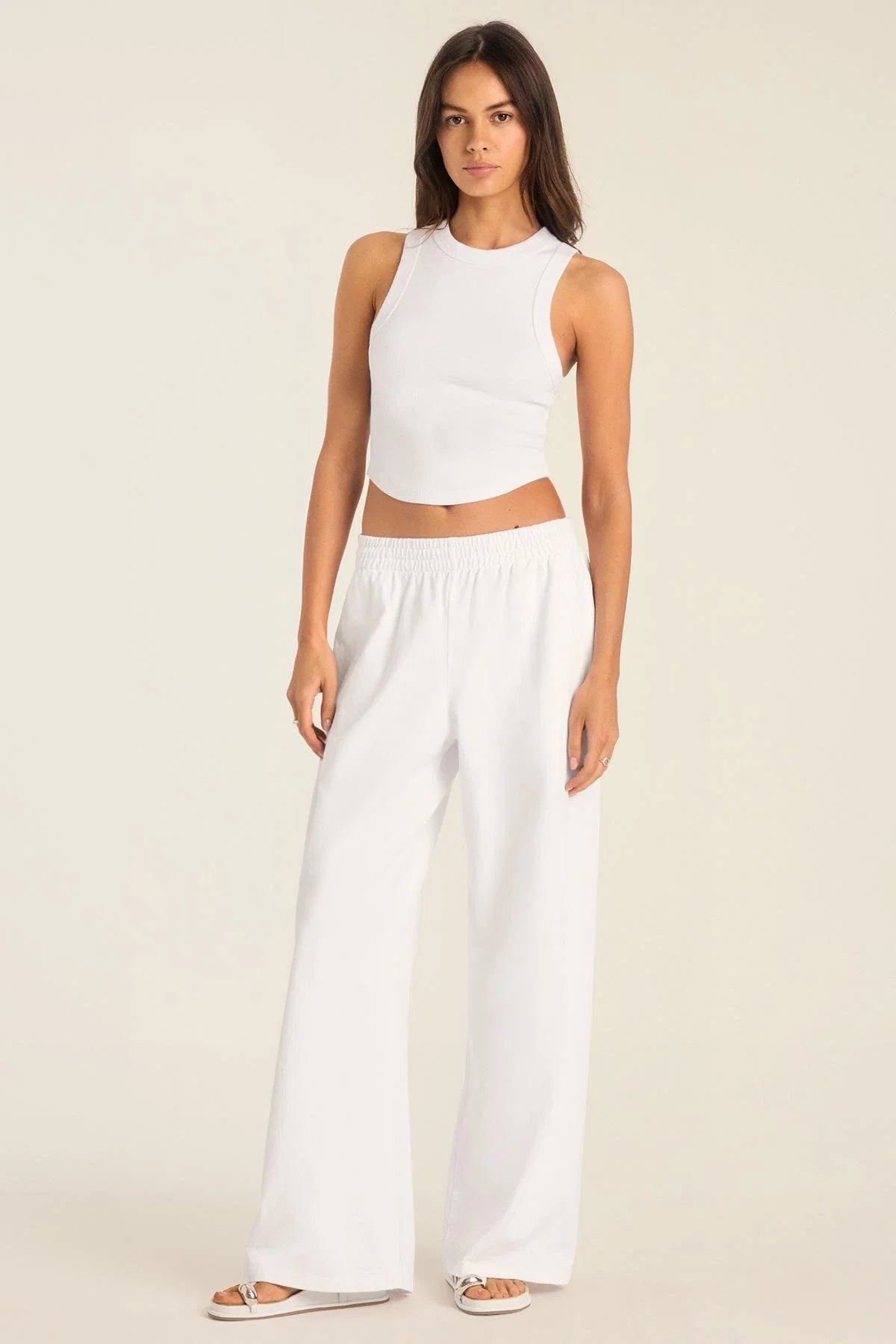 Daybreak Essential Crop Tank White Cotton Rib