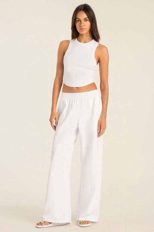 Daybreak Essential Crop Tank White Cotton Rib