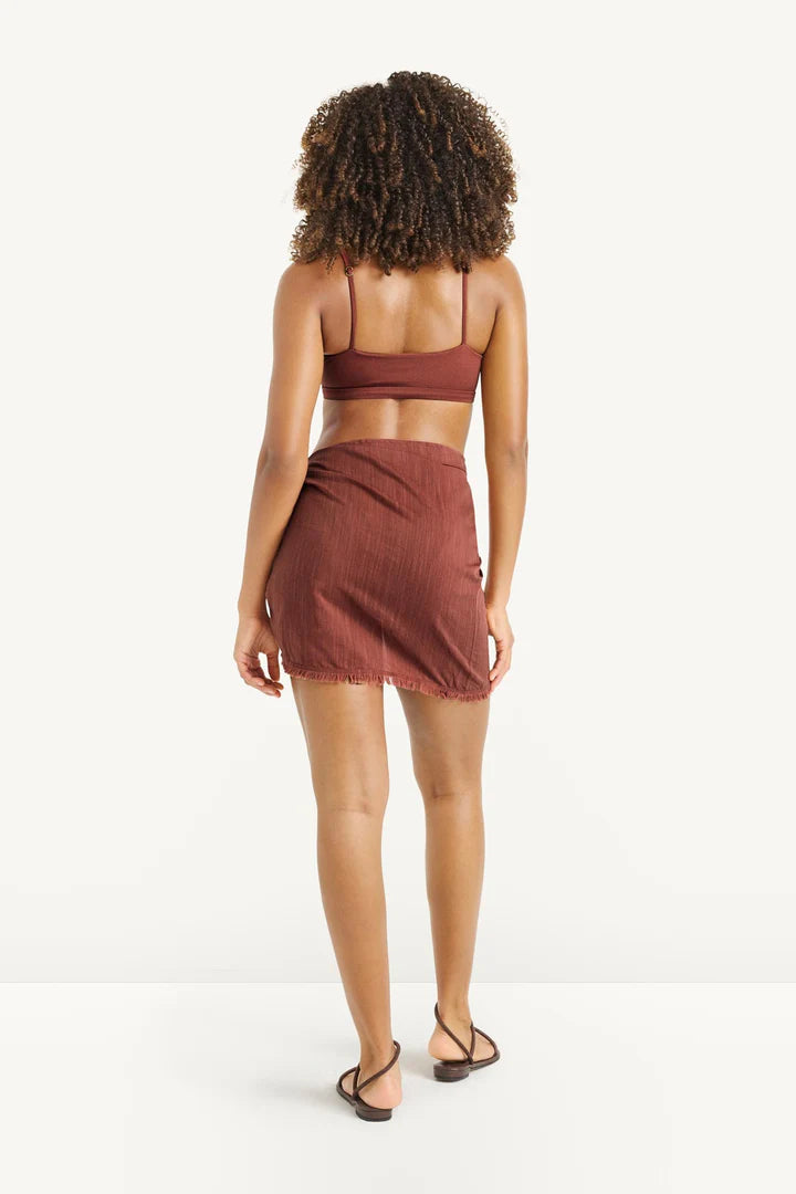 Soleil Sarong Red Ochre in red — detail view | Belle Mar Swim