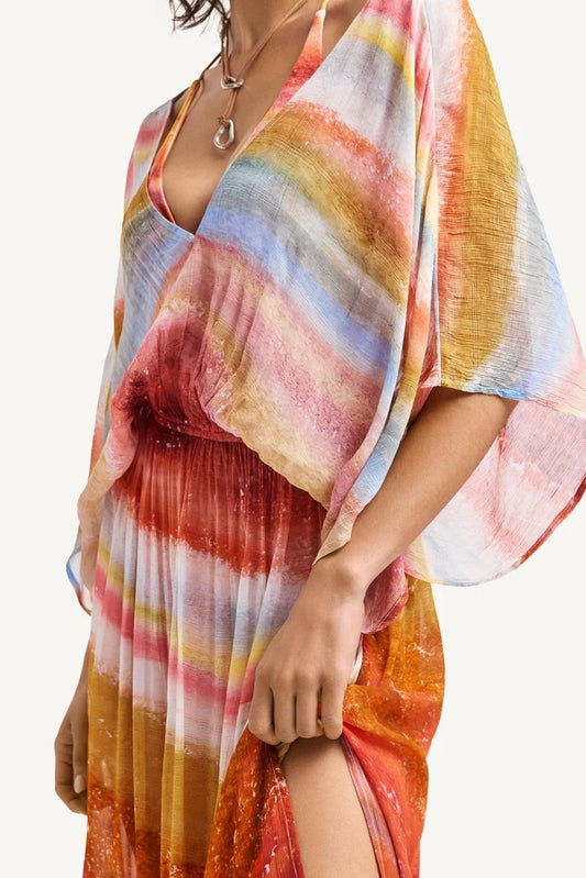 Petra Caftan Terra Forms in blue — alternate view | Belle Mar Swim