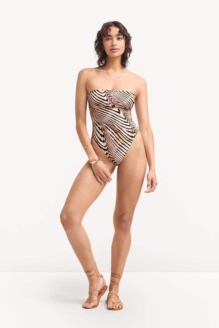 Classic Bandeau One Piece Shell Stripe EcoShimmer
