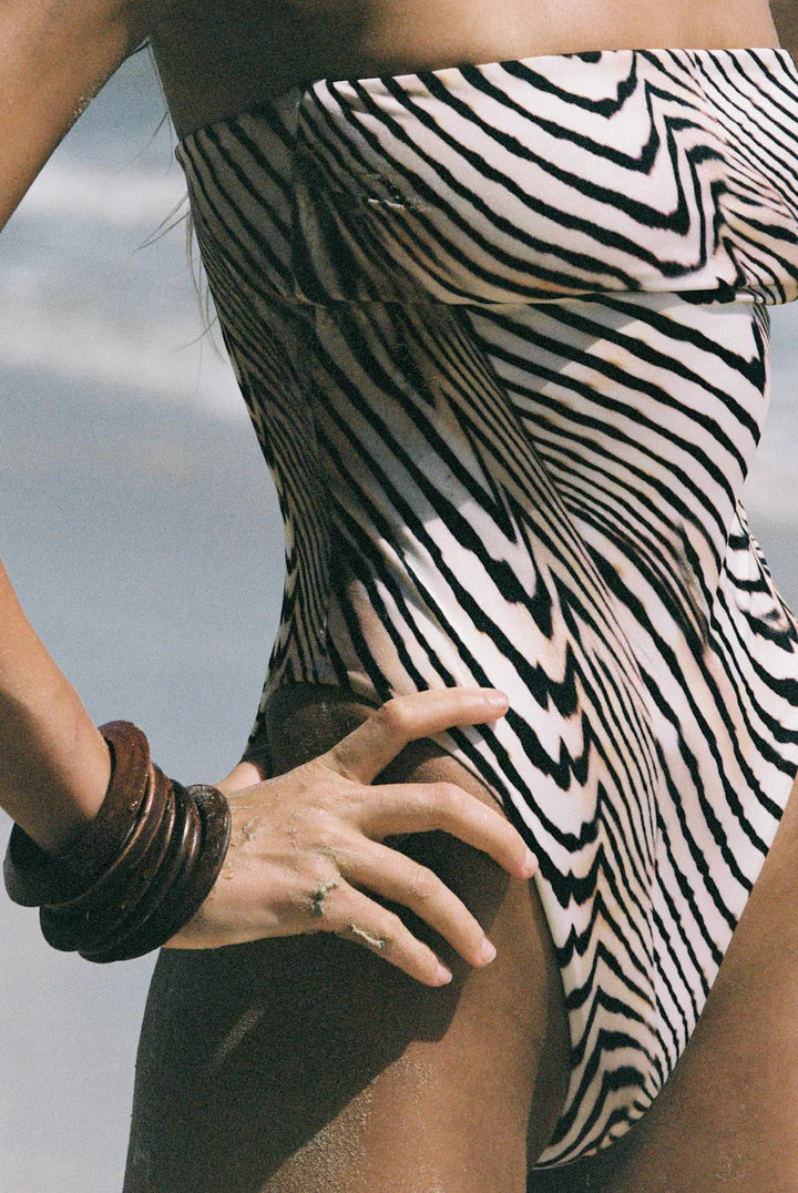 Classic Bandeau One Piece Shell Stripe EcoShimmer