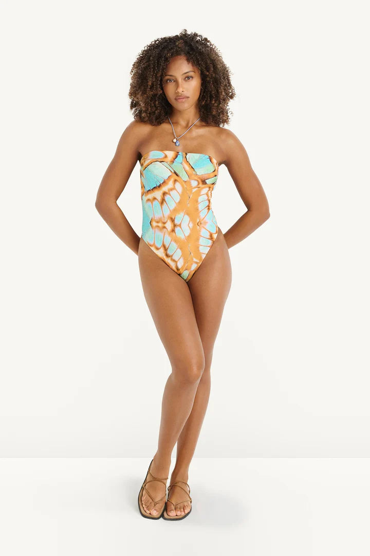 Classic Bandeau One Piece Malachite Butterfly EcoShimmer