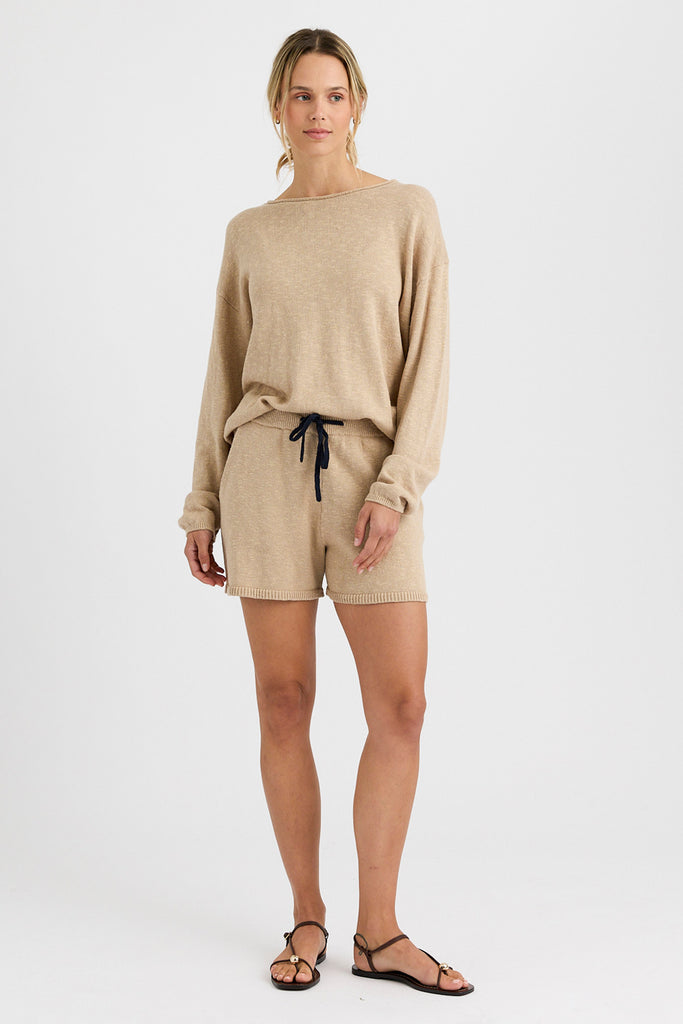 Sunrise Pullover in Milk Tea Combo, knit detail