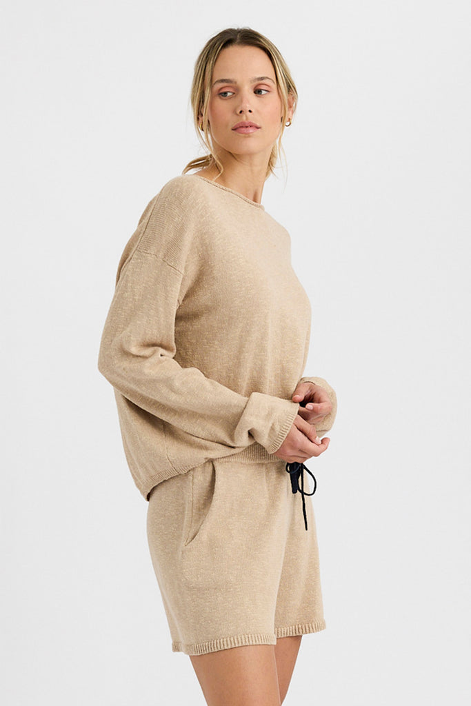 Sunrise Pullover in Milk Tea Combo, side view