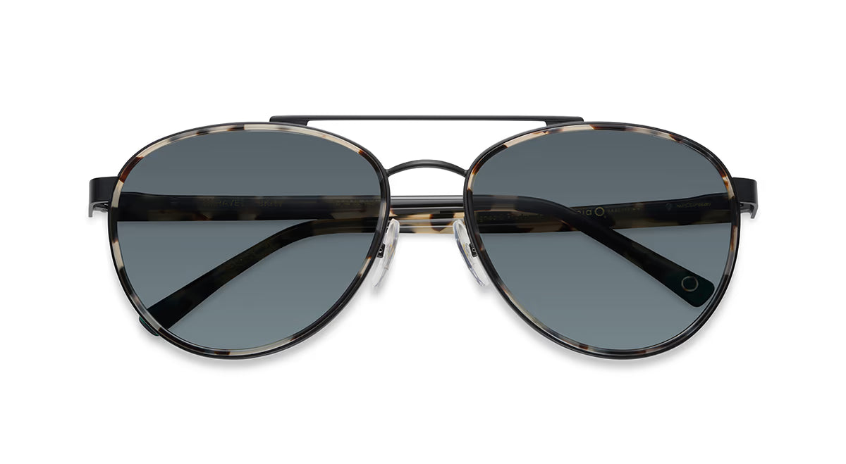 Etnia Barcelona Miravet Polarized HD Black Havana in black — front view | Belle Mar Swim