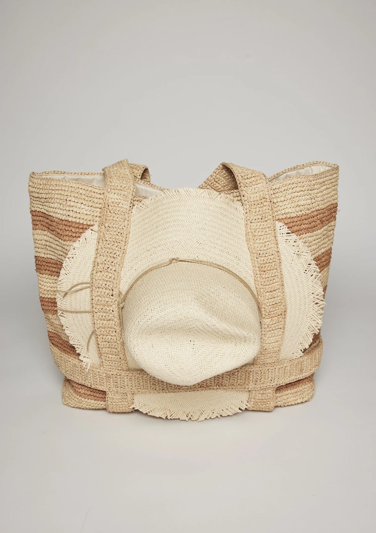The Original Straw Traveler Bag Toast Stripe