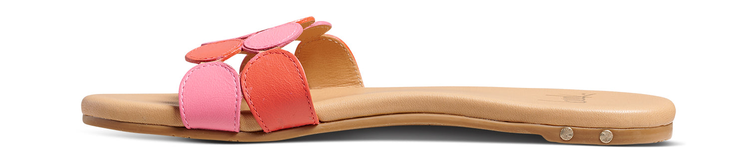 Whirlybird Multi/Beach Sandal in pink — detail view | Belle Mar Swim