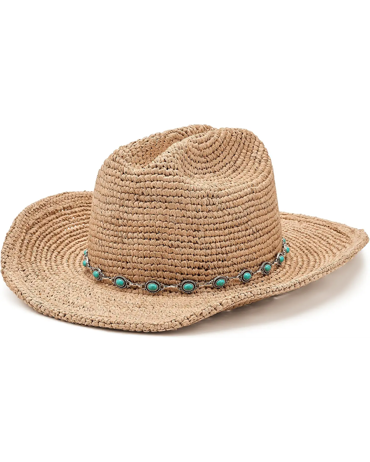 Raffia Cowboy Turquoise Natural