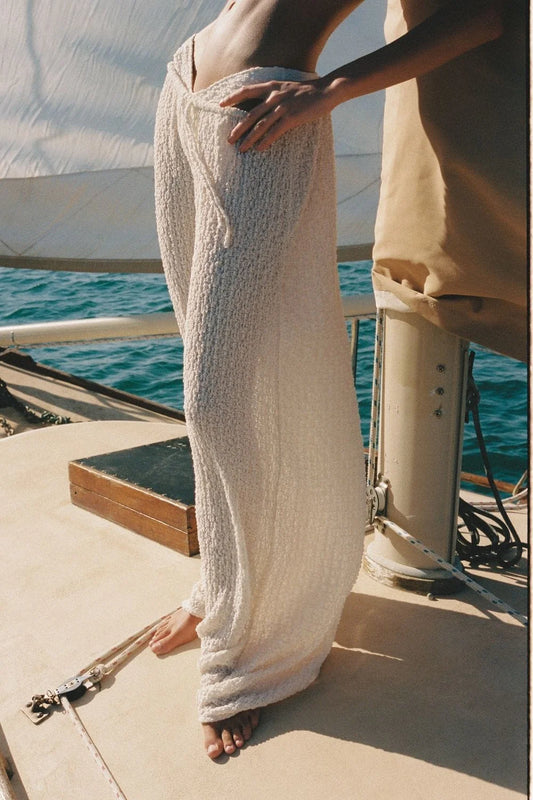 Amalia Texture Drawstring Wide-Leg Pant