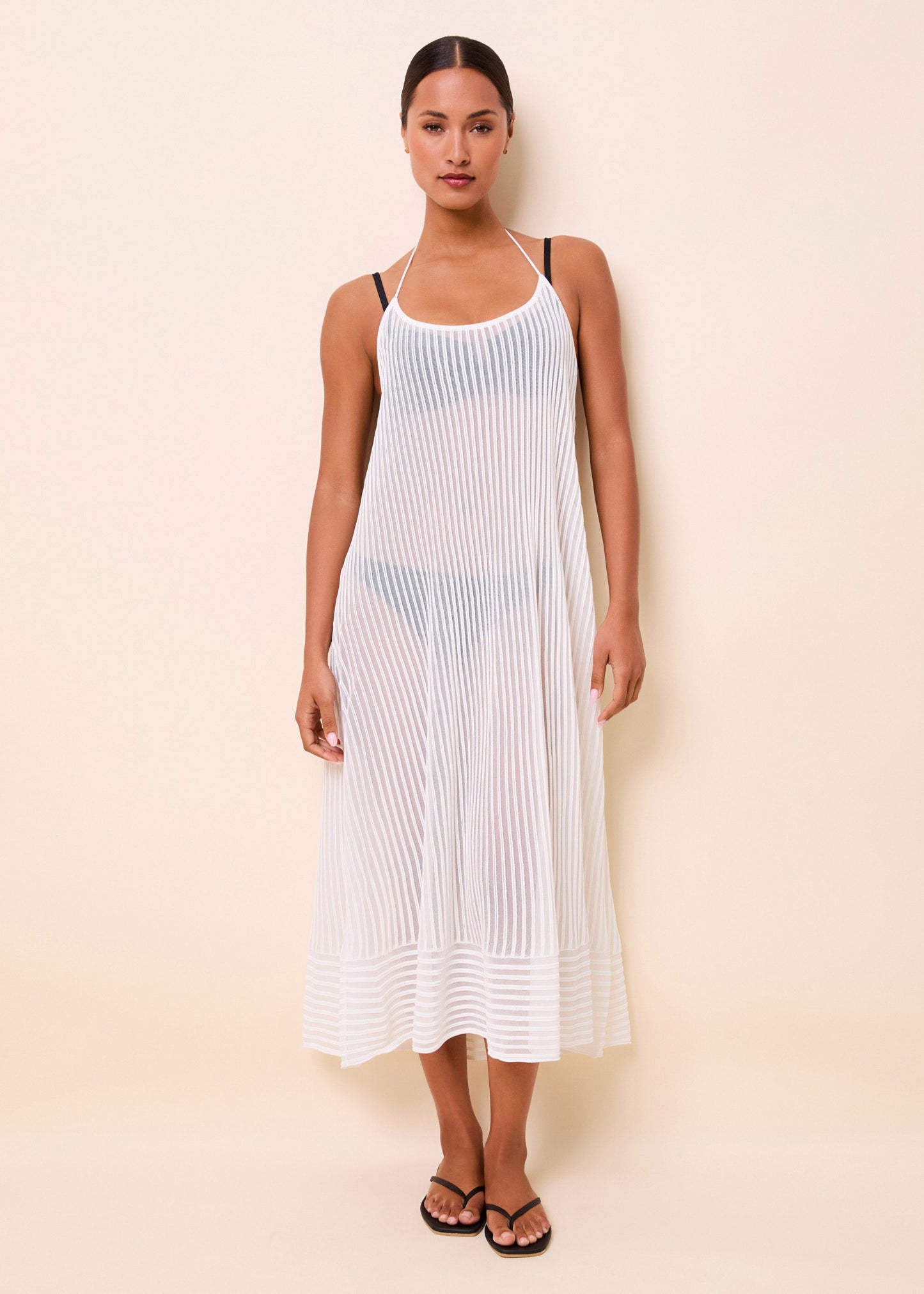Callisto Dress Sheer Stripe Optic White - view