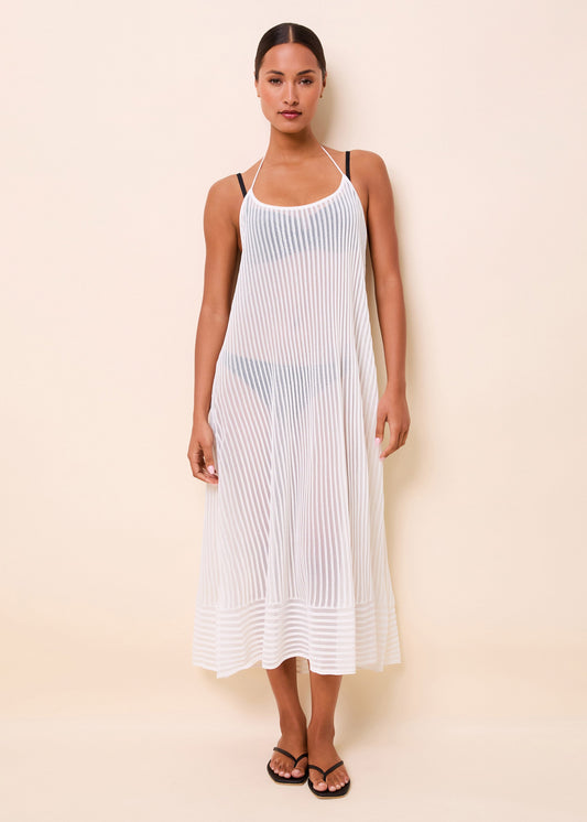 Callisto Dress Sheer Stripe Optic White - view