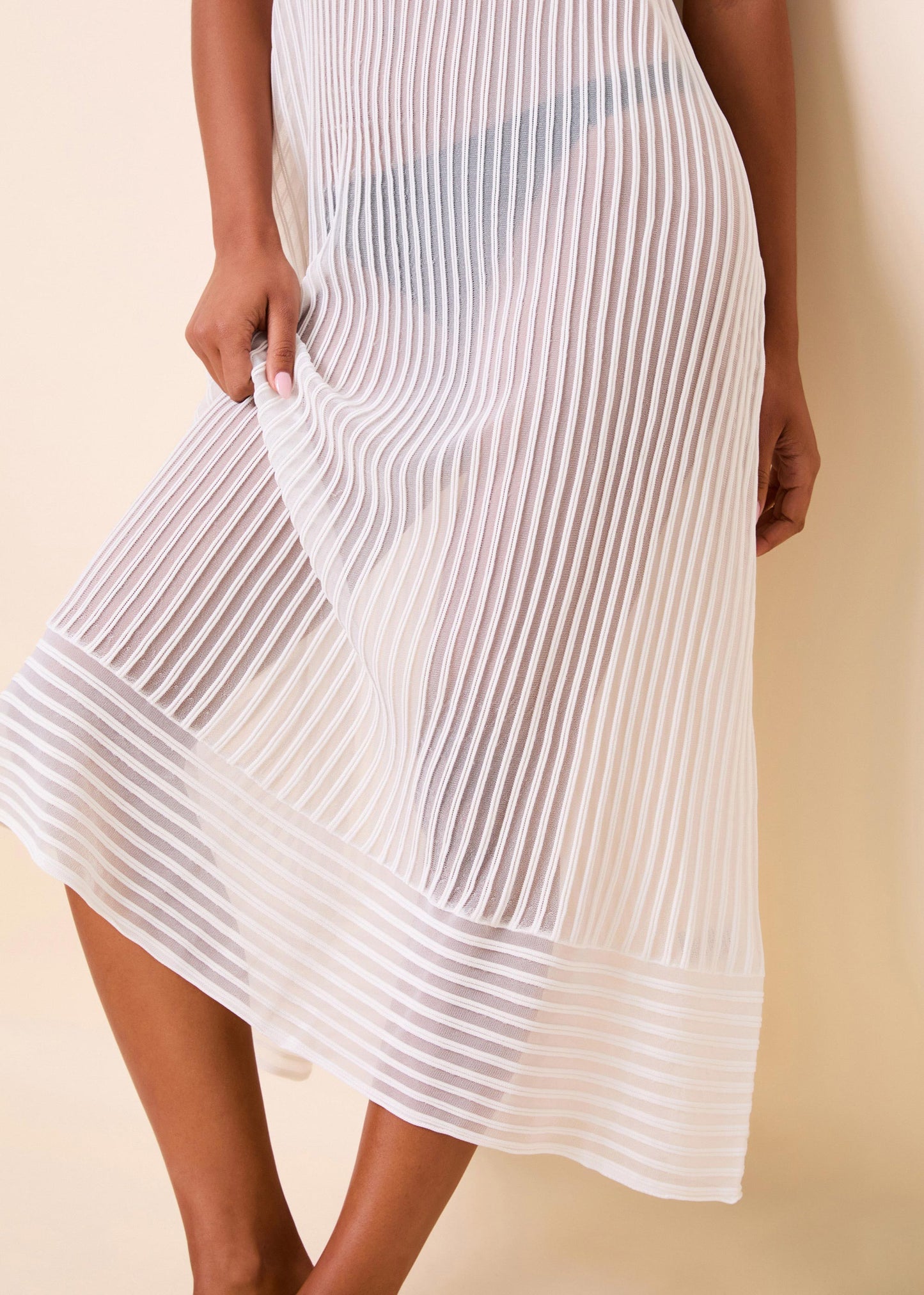 Callisto Dress Sheer Stripe Optic White - view