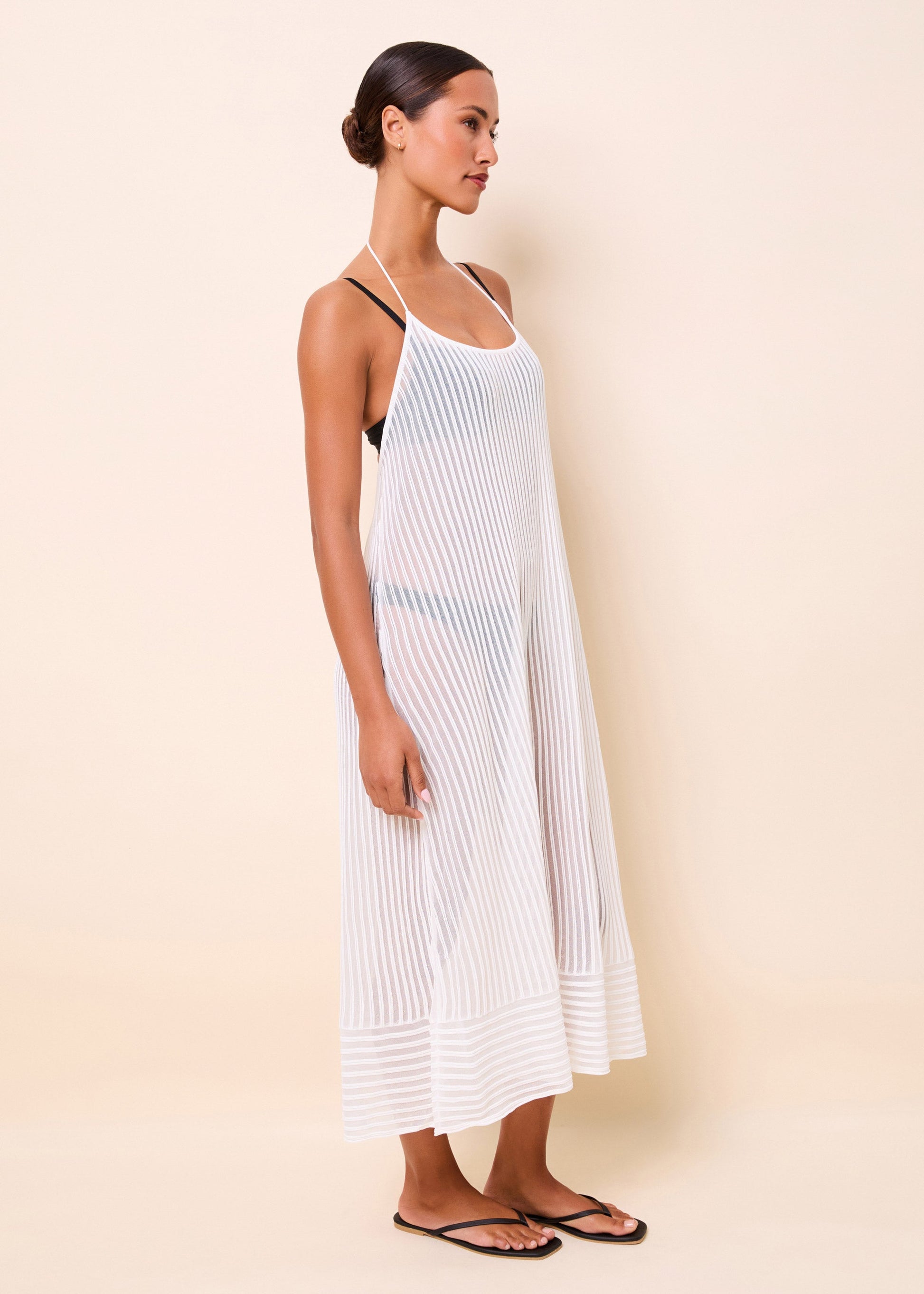 Callisto Dress Sheer Stripe Optic White - view