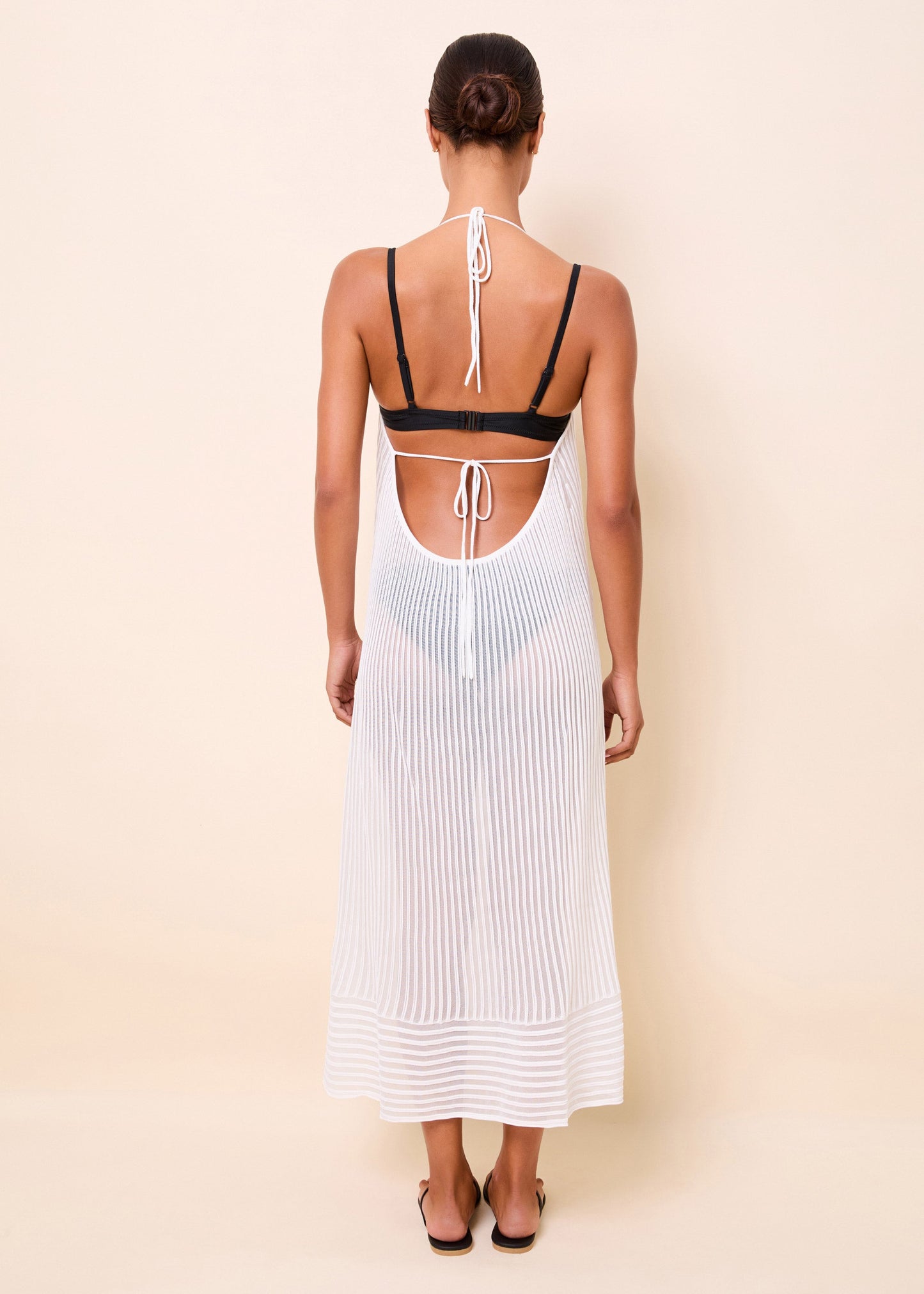 Callisto Dress Sheer Stripe Optic White - view