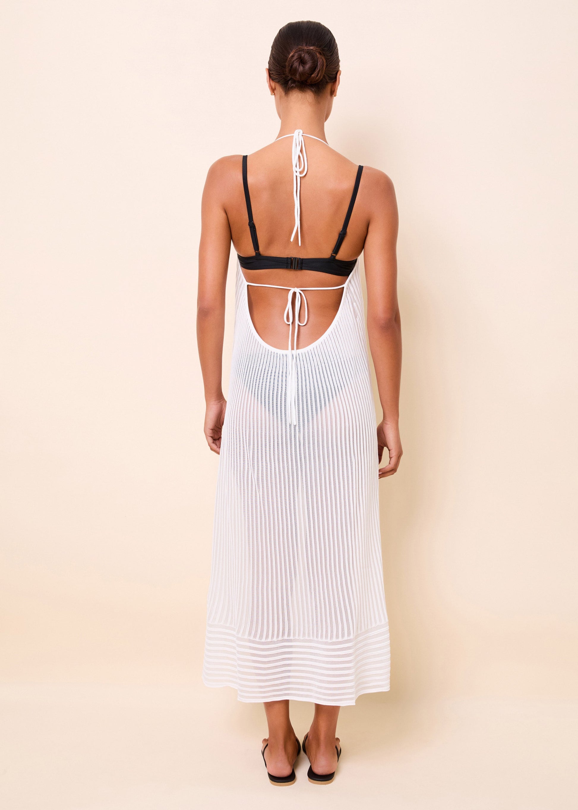 Callisto Dress Sheer Stripe Optic White - view