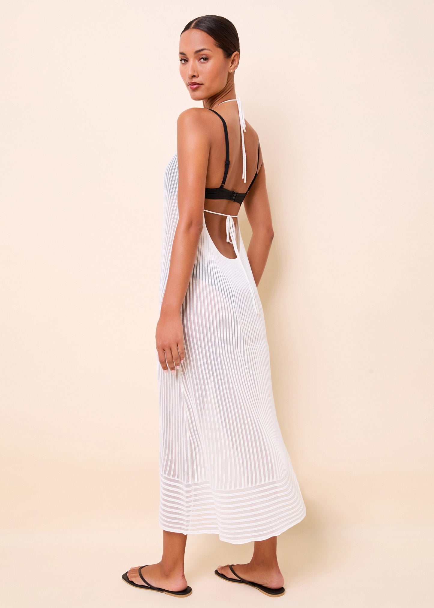 Callisto Dress Sheer Stripe Optic White - front