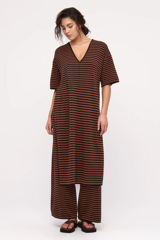 Knit Dress Brown Stripe