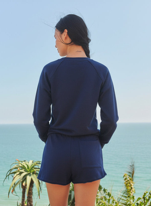 Sundry Lounge Short Deep Navy in navy — front view | Belle Mar Swim