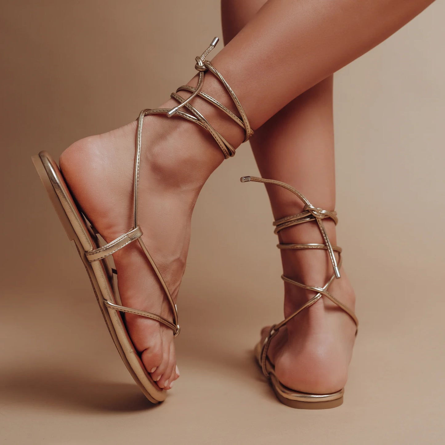 Angie Sandal Gold in gold — back view | Belle Mar Swim