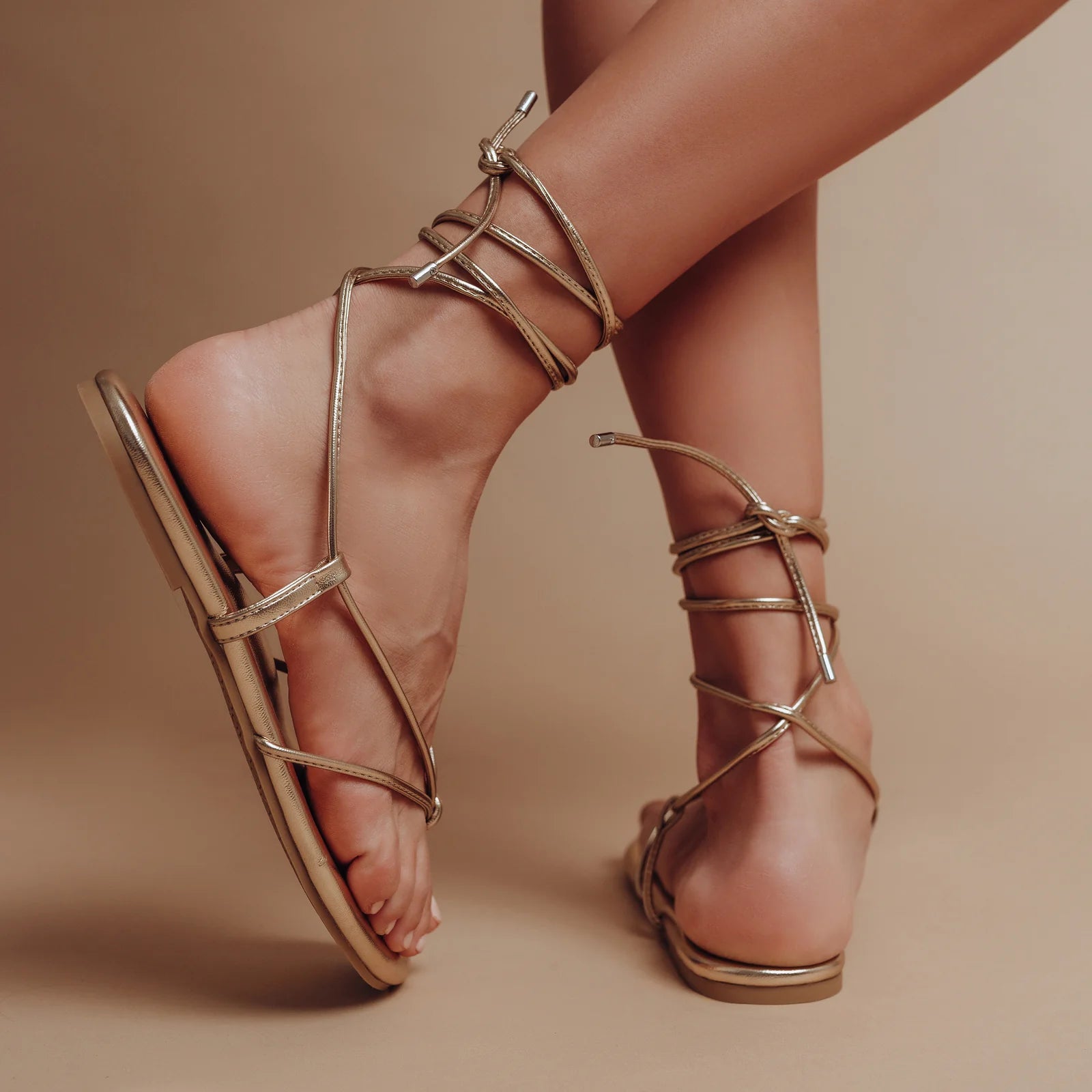 Angie Sandal Gold in gold — back view | Belle Mar Swim