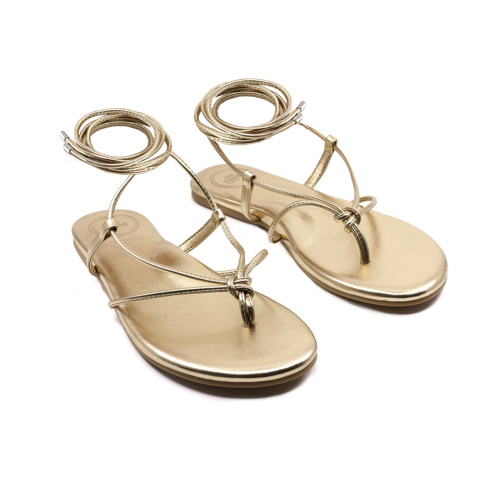 Angie Sandal Gold in gold — detail view | Belle Mar Swim