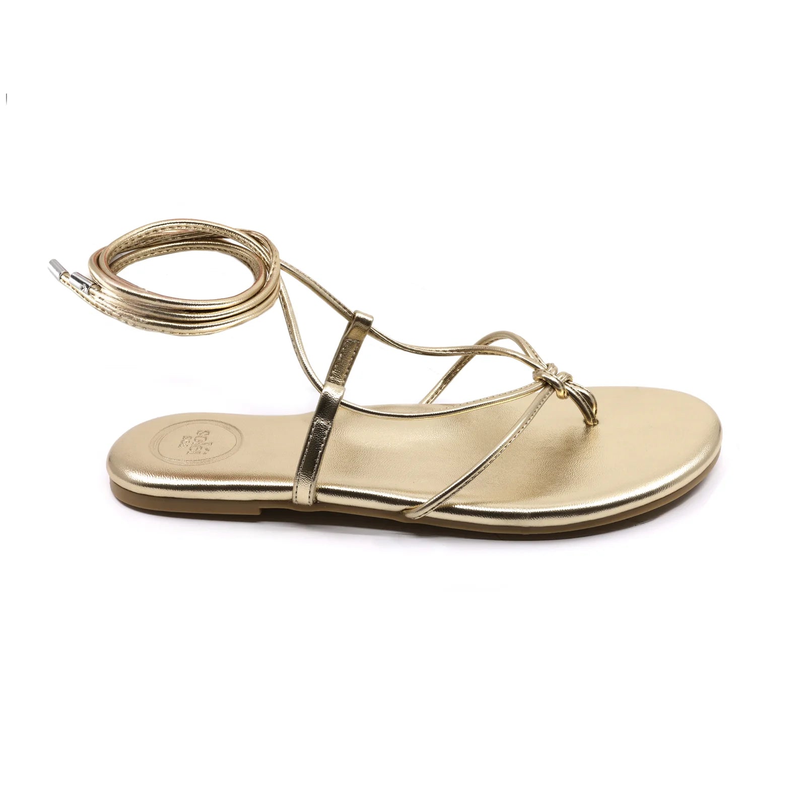 Angie Sandal Gold in gold — close-up | Belle Mar Swim