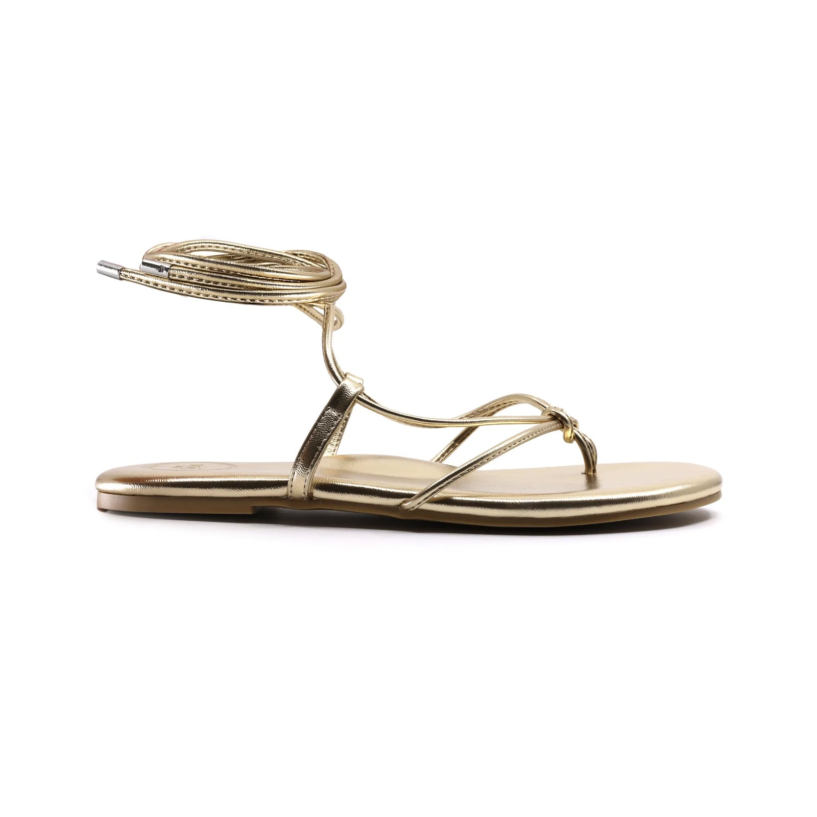 Angie Sandal Gold in gold — styled view | Belle Mar Swim