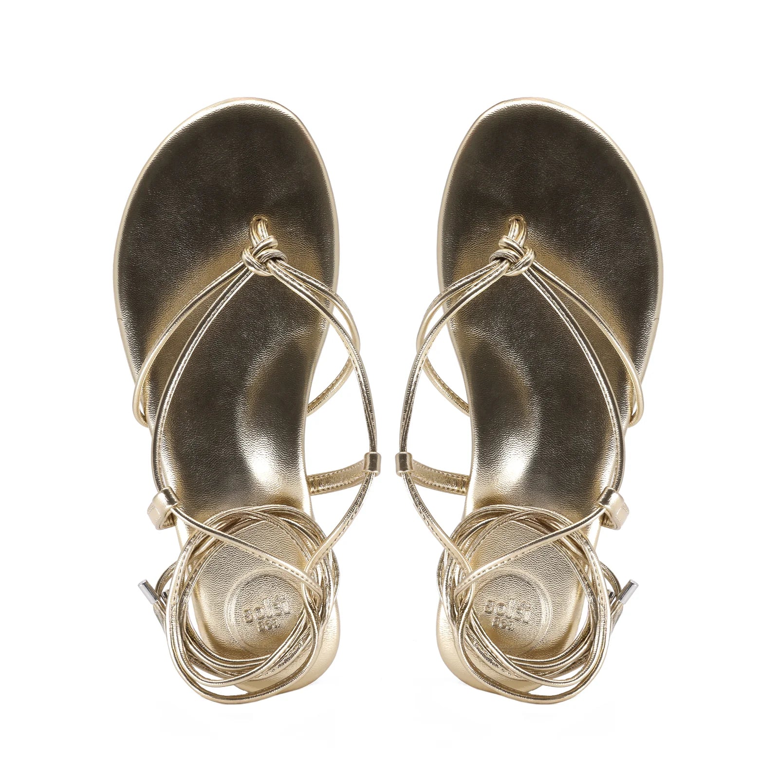Solei Sea Angie Sandal Gold in gold — front view | Belle Mar Swim