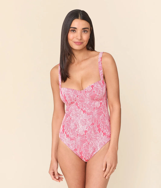 Andie Swim Andie Dorset One Piece Peachy — front view | Belle Mar Swim