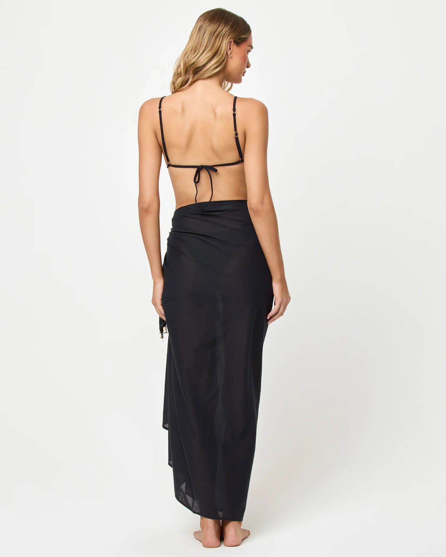 Mika Sarong Black in black — styled view | Belle Mar Swim
