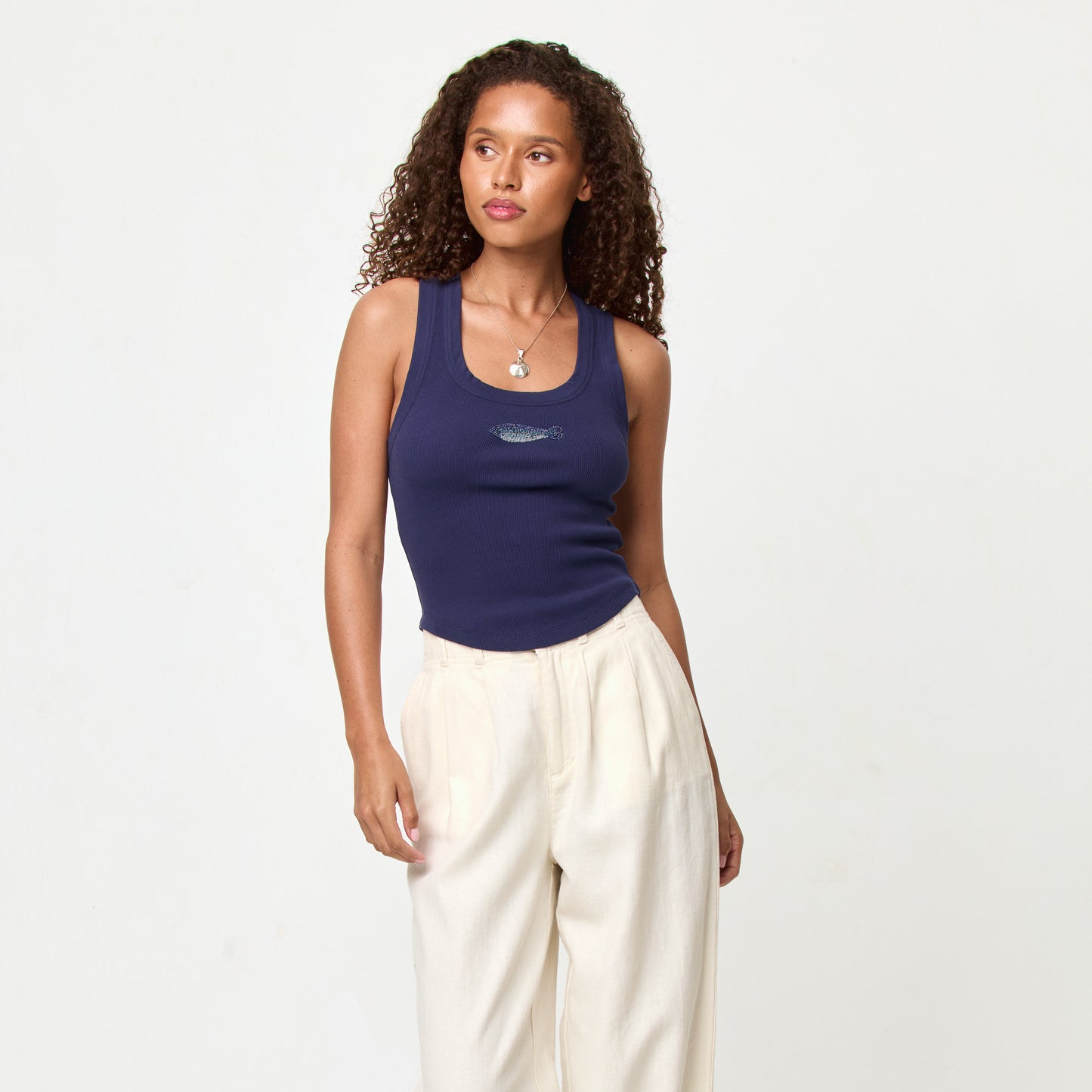 LSpace Ash Tank Navy Sardine in navy — front view | Belle Mar Swim