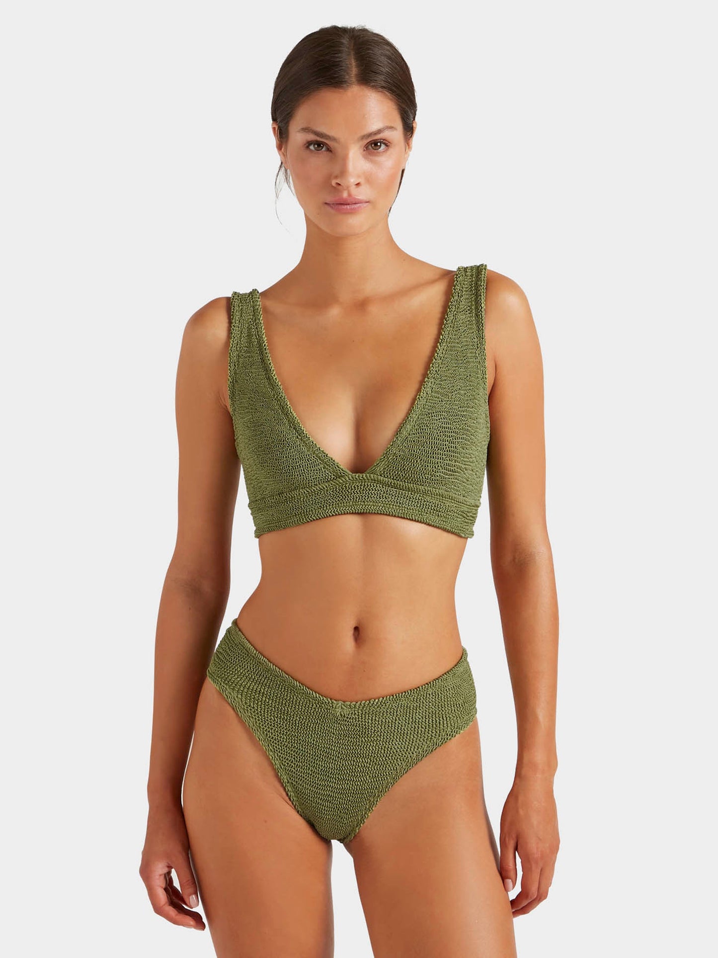 Angel Bikini Metallic Moss front close