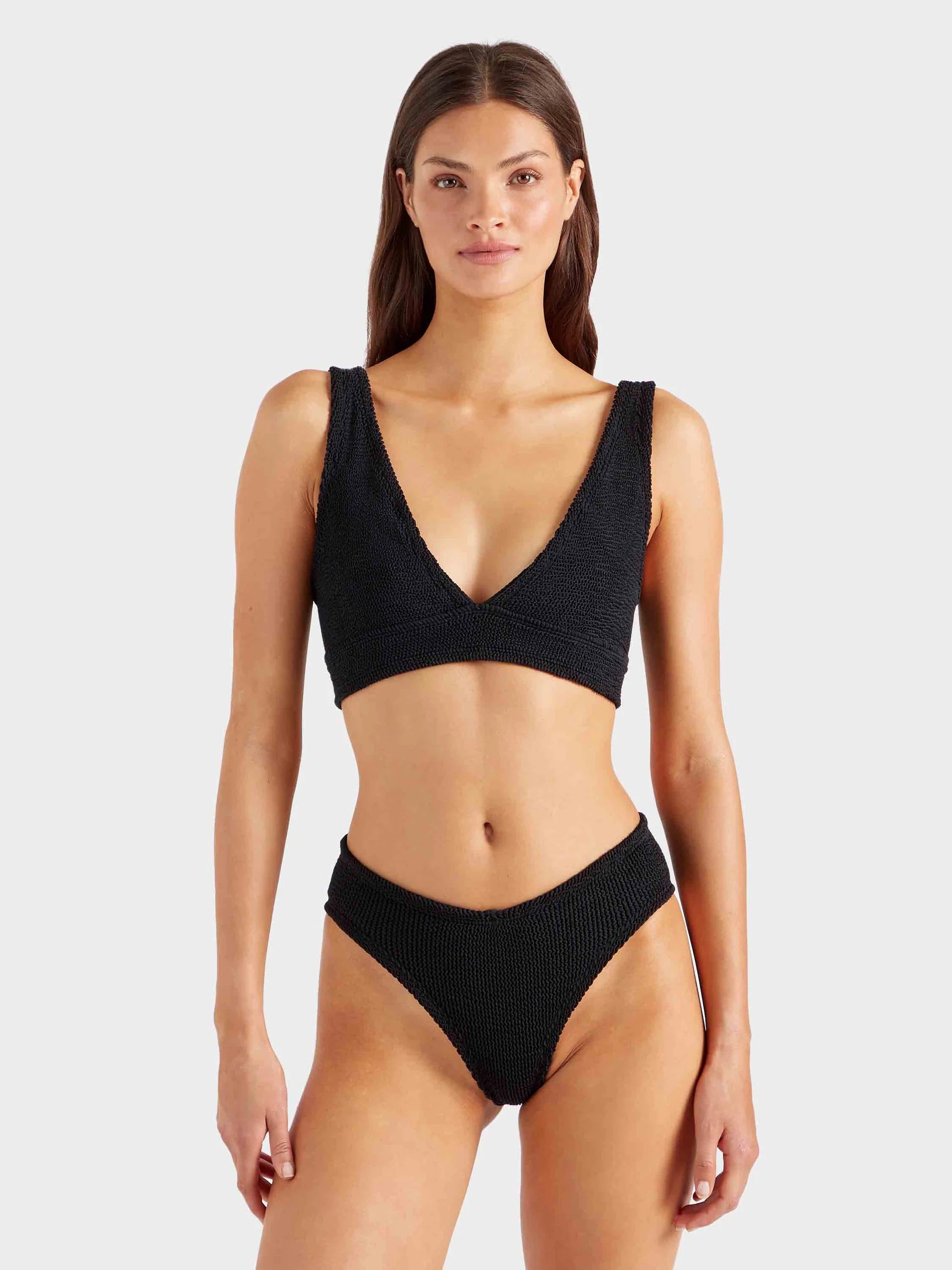 Hunza G Angel Bikini Black in black — front view | Belle Mar Swim
