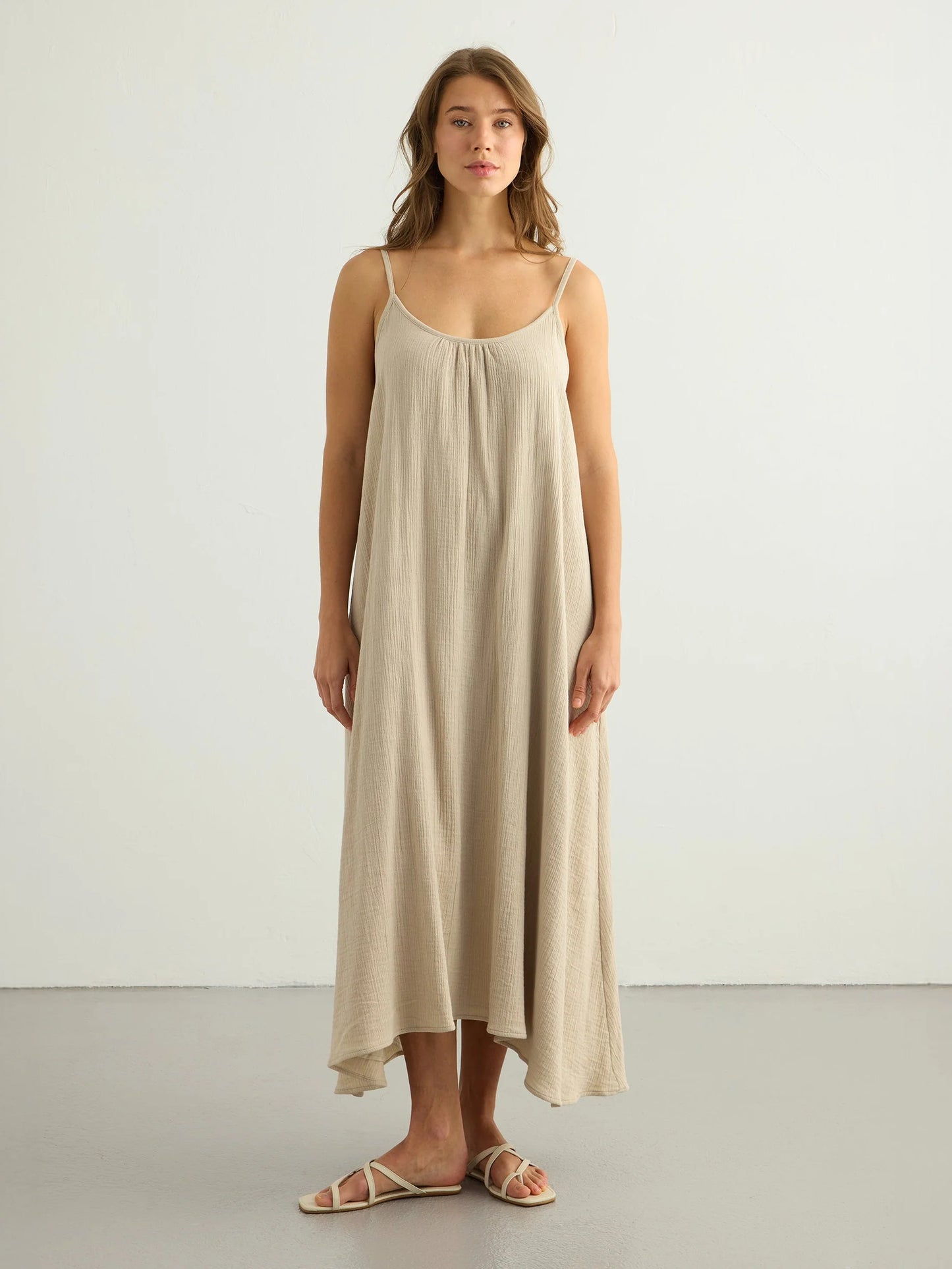 Aura Low Back Maxi Dress Oatmeal