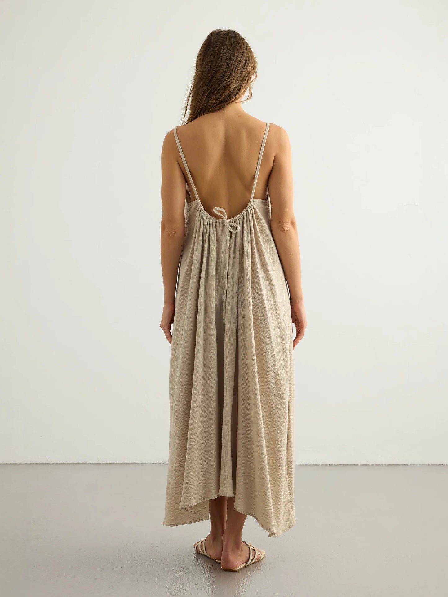 Aura Low Back Maxi Dress Oatmeal